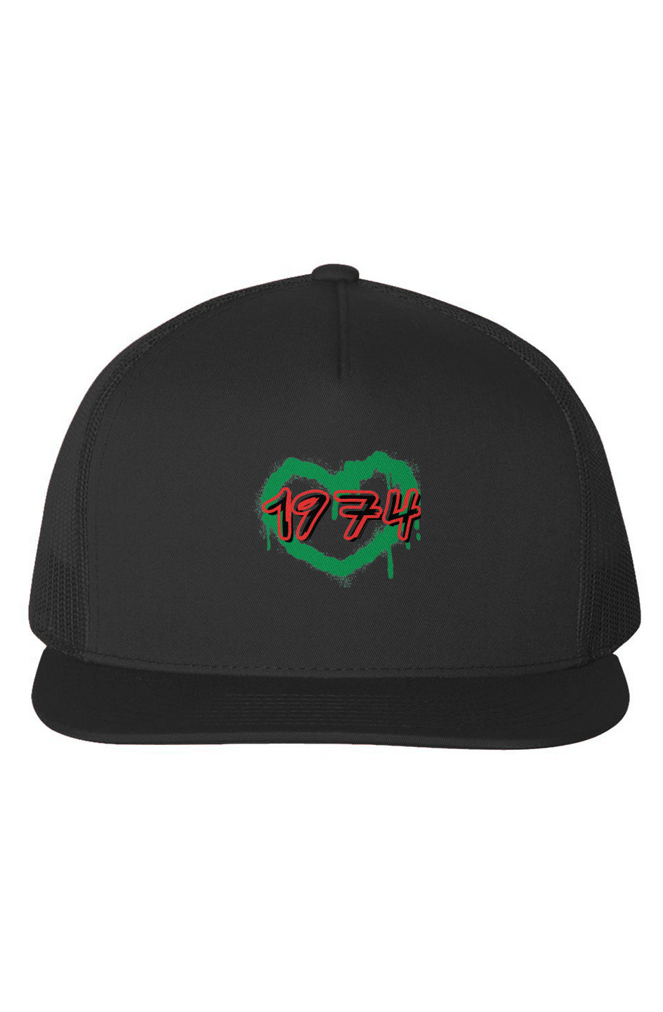 1974-black Five-Panel Trucker Cap