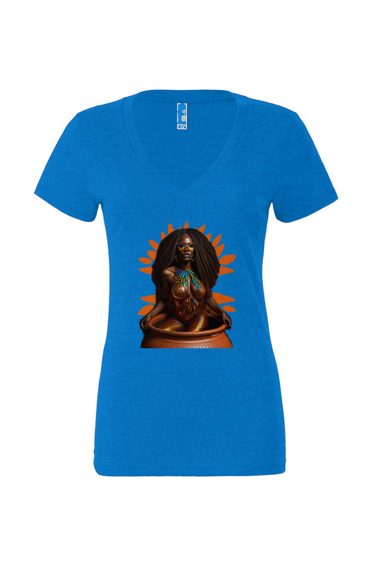 NewBBFlye_2 Neon Blue Women’s Jersey Deep V-Neck T