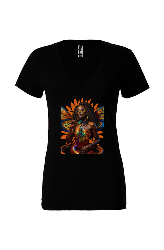 NewBBFlye_1 Black Women’s Jersey Deep V-Neck Tee