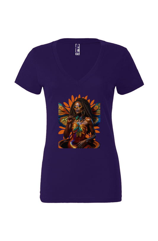 NewBBFlye_1 Purple Women’s Jersey Deep V-Neck Tee