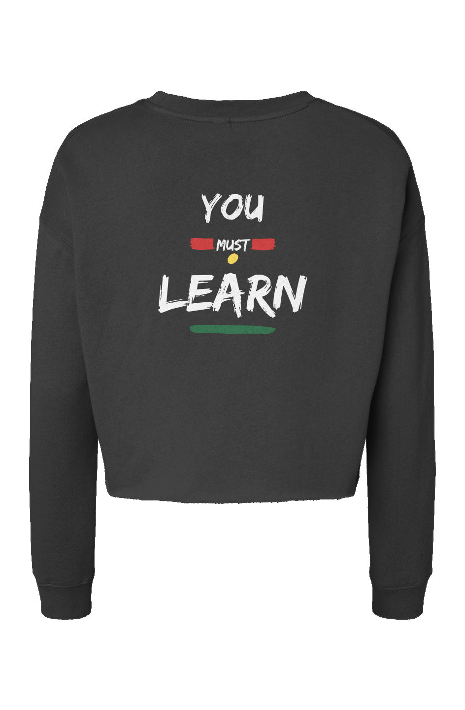 YouMustLearn_3 Black Lightweight Cropped Crew