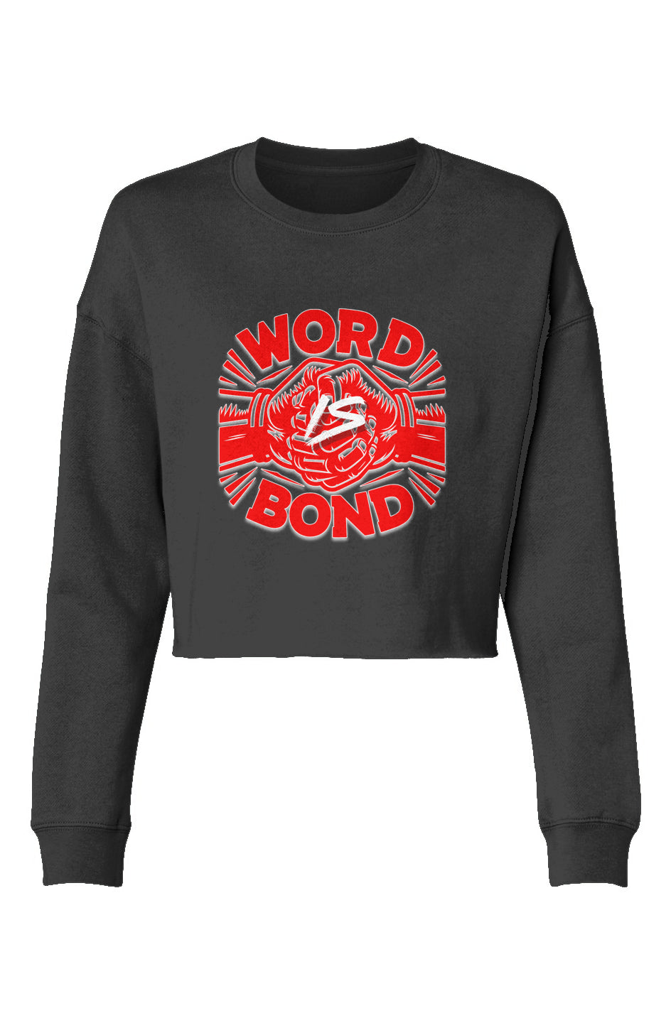 WordIsBond Black-Red Lightweight Cropped Crew