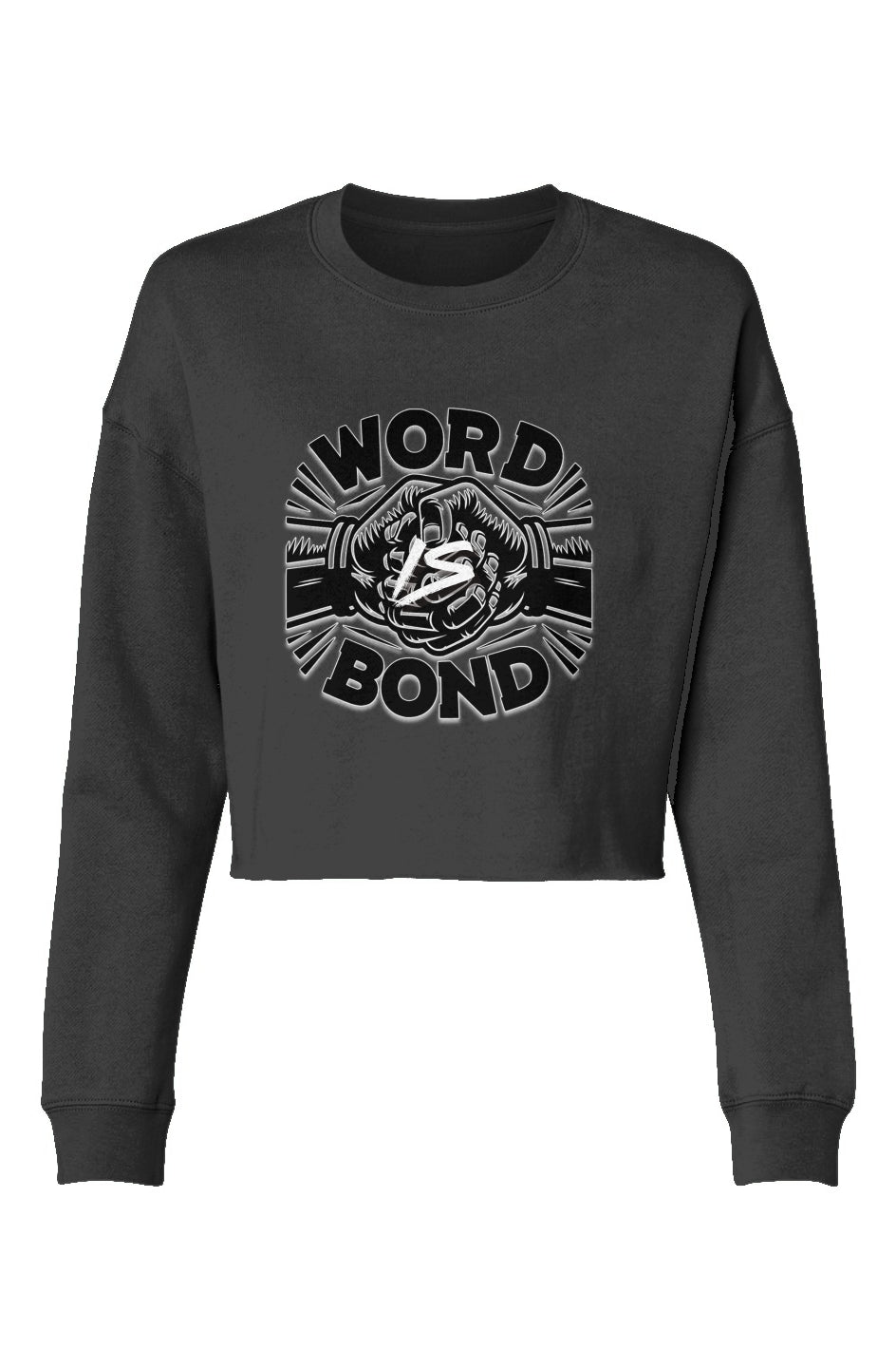 WordIsBond Black-White Lightweight Cropped Crew