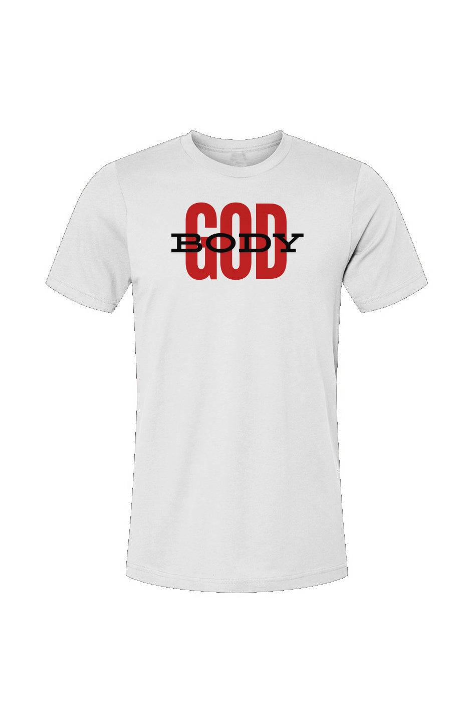 GODBODY2_White_Unisex Jersey T-Shirt