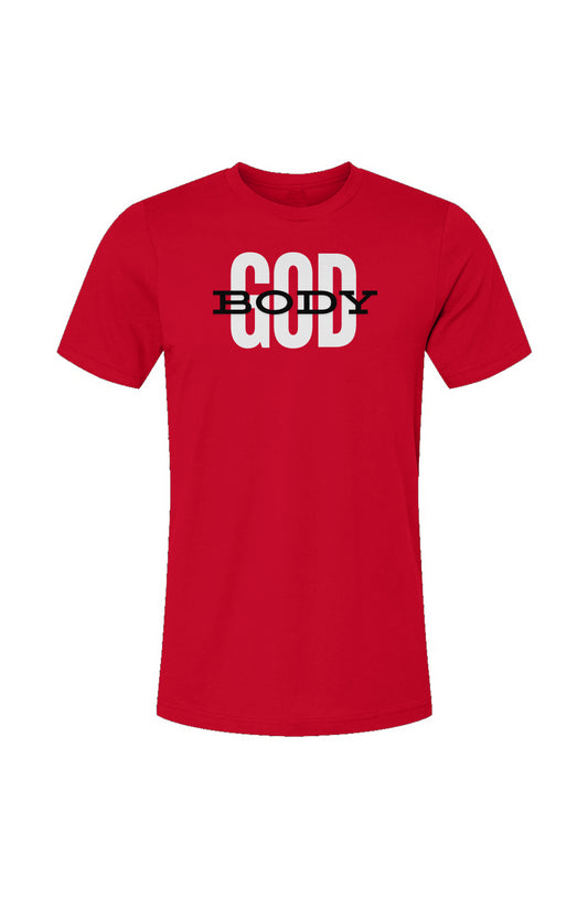 GODBODY3_Red_Unisex Jersey T-Shirt