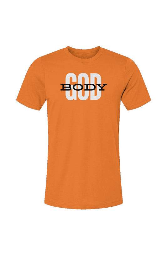 GODBODY3_Orange_Unisex Jersey T-Shirt