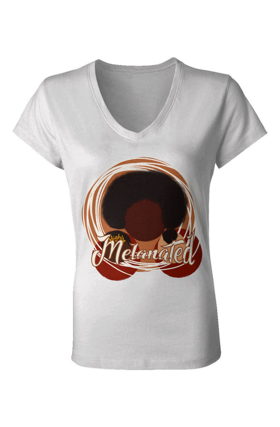 Highly Melanated (Maroon) Ladies Jersey V-Neck T-Shirt