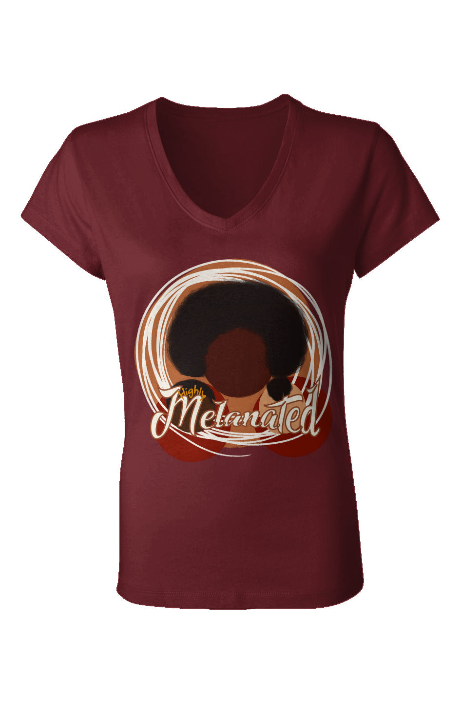Highly Melanated (Maroon) Ladies Jersey V-Neck T-S